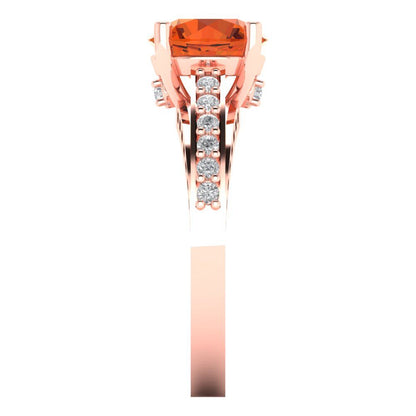 2.21 cttw Zirconia Simulated Red Diamond Solitaire with Zirconia Simulated Diamond Accents Engagement Ring - Solid Gold (VVS1, Round Cut,8.0mm)