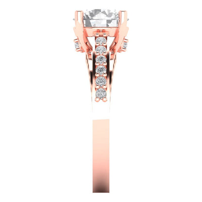 2.21 cttw Zirconia Simulated Diamond Solitaire with Zirconia Simulated Diamond Accents Engagement Ring - Solid Gold (VVS1, Round Cut,8.0mm)