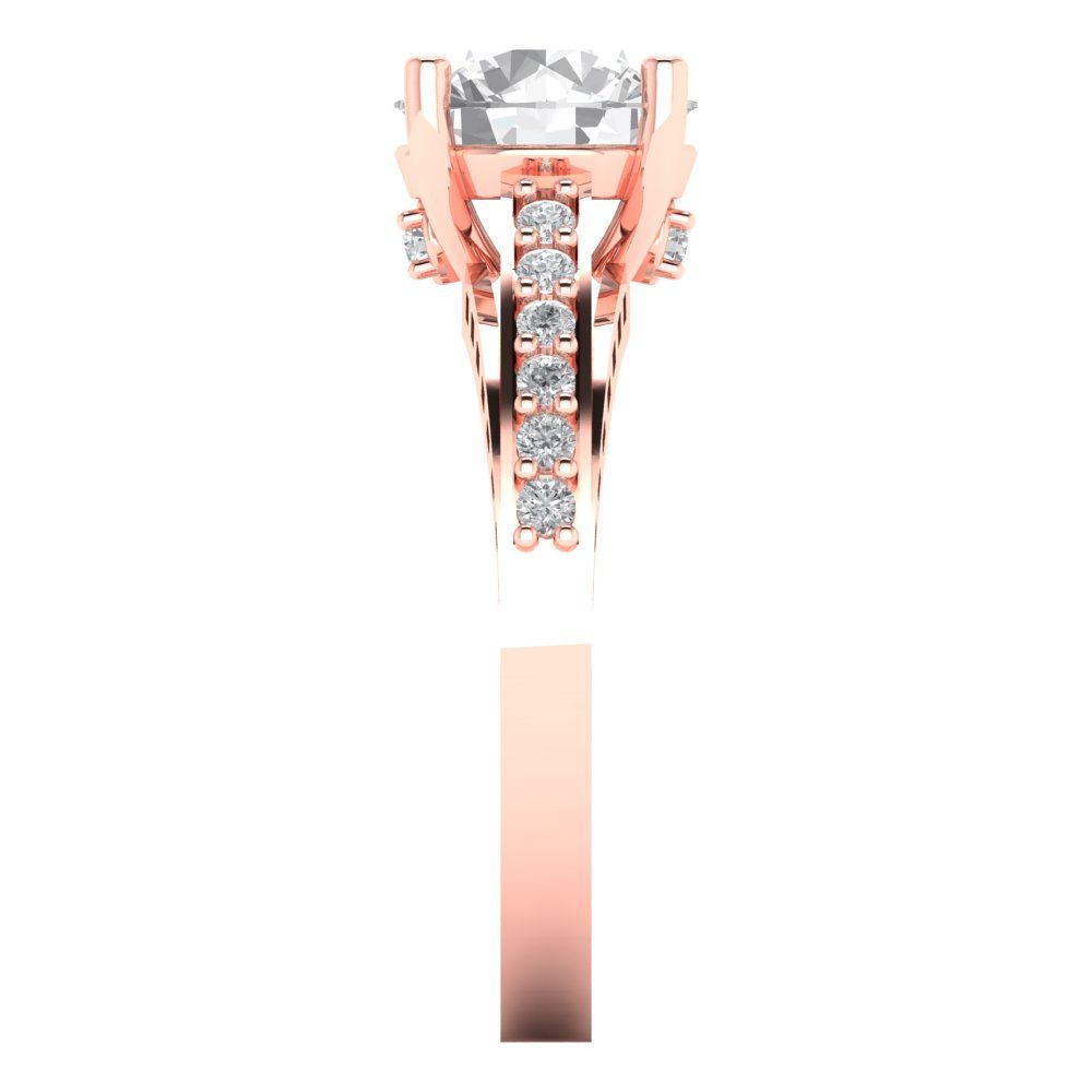 2.21 cttw White Sapphire Solitaire with Zirconia Simulated Diamond Accents Engagement Ring - Solid Gold (Round Cut,8.0mm)