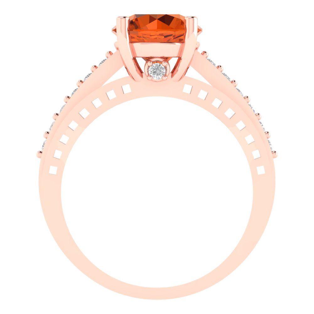 2.21 cttw Simulated Pink Tourmaline Solitaire with Zirconia Simulated Diamond Accents Engagement Ring - Solid Gold (Round Cut,8.0mm)