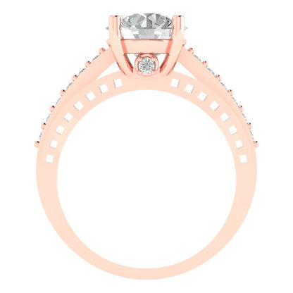 2.21 ct Brilliant Round Cut Natural Diamond Stone Clarity VS1-2 Color G-H Rose Gold Solitaire with Accents Ring