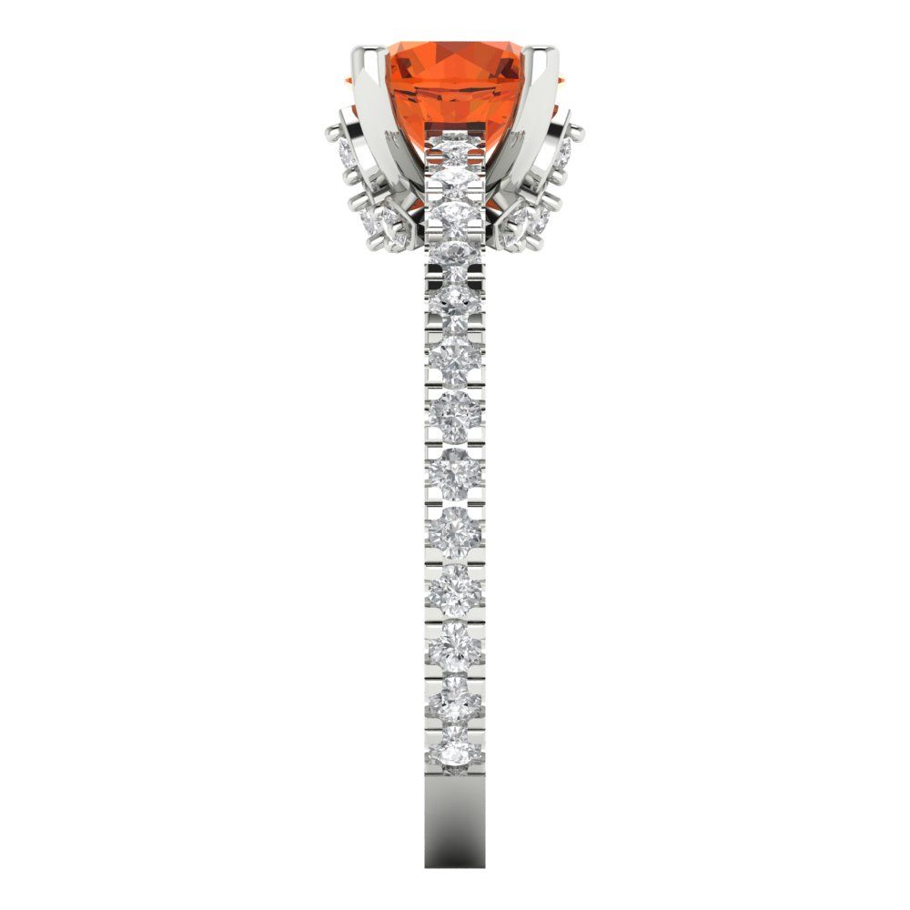 1.465 cttw Zirconia Simulated Red Diamond Solitaire with Zirconia Simulated Diamond Accents Engagement Ring - Solid Gold (VVS1, Round Cut,6.5mm)