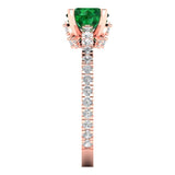 1.51 ct Brilliant Round Cut Simulated Emerald Stone Rose Gold Solitaire with Accents Ring