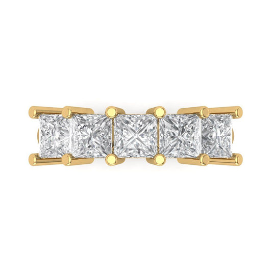 2.5 cttw Simulated Diamond Princess Cut Yellow Gold Eternity Wedding Band
