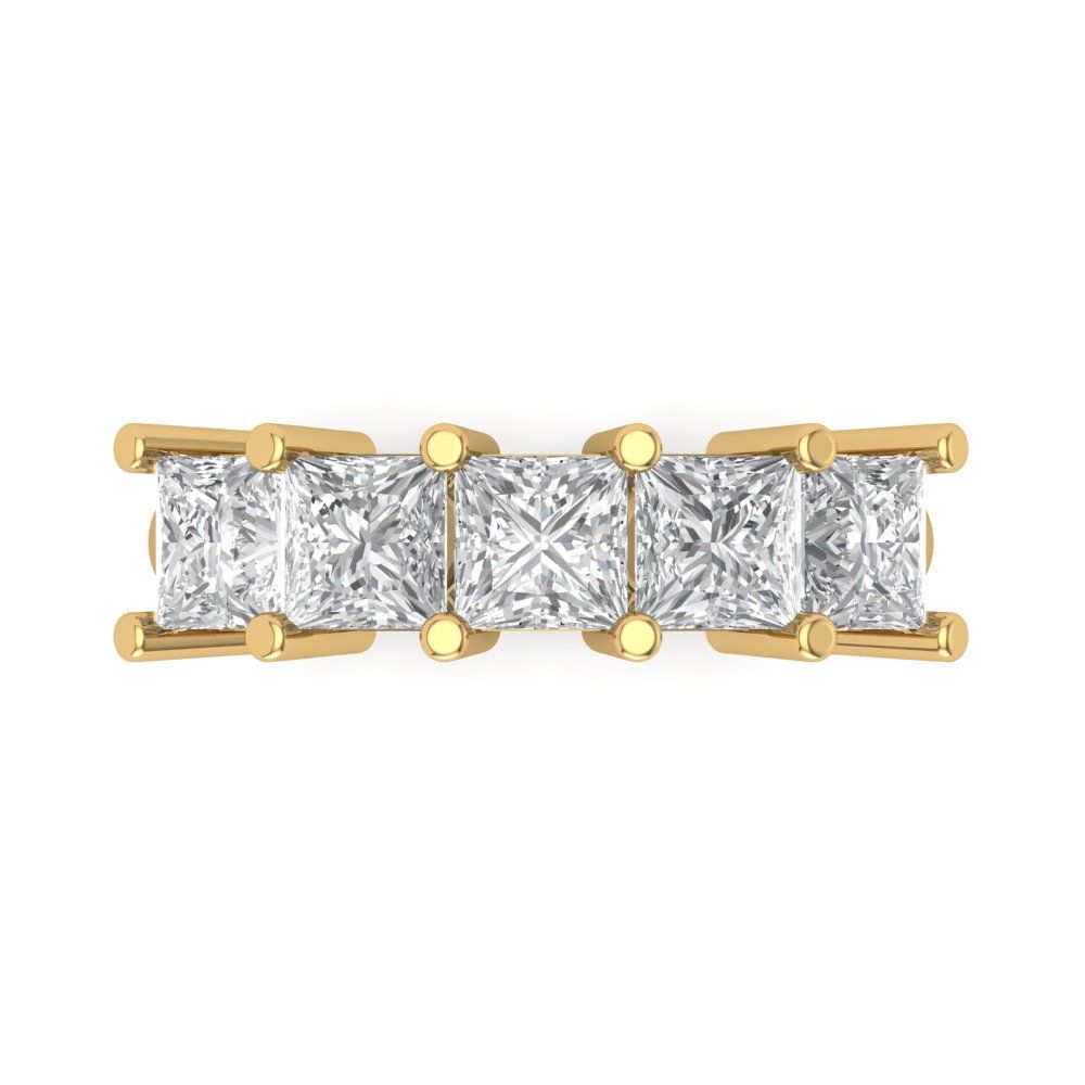 2.5 cttw Moissanite Princess Cut Yellow Gold Eternity Wedding Band