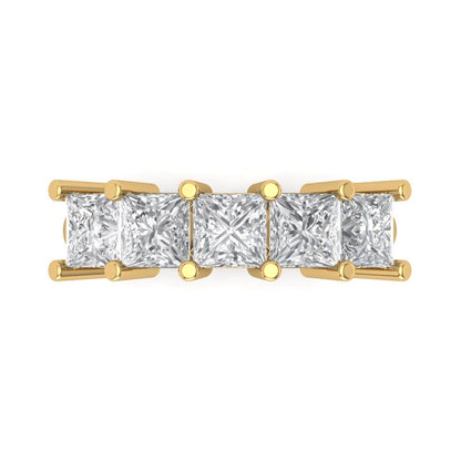 2.5 cttw Moissanite Princess Cut Yellow Gold Eternity Wedding Band
