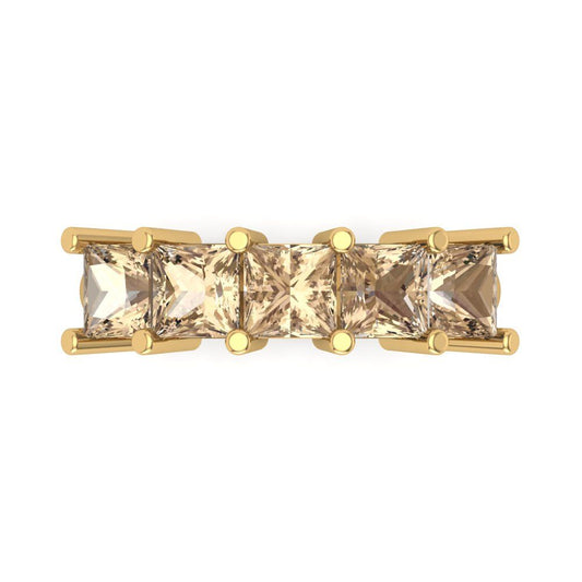 2.5 cttw Yellow Moissanite Princess Cut Yellow Gold Eternity Wedding Band