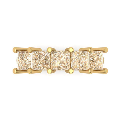 2.5 cttw Natural Morganite Princess Cut Yellow Gold Eternity Wedding Band