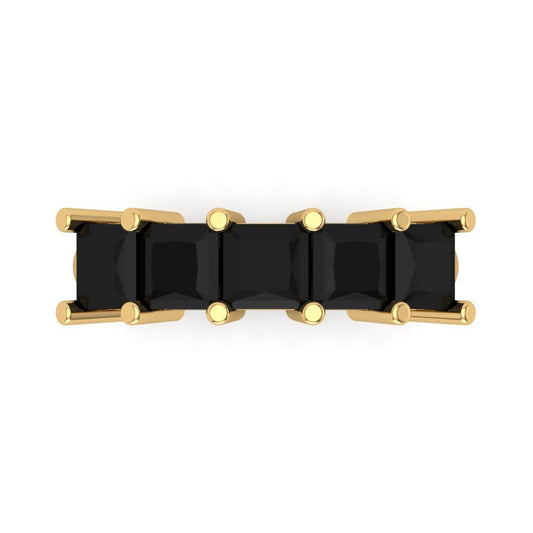 2.5 cttw Natural Onyx Princess Cut Yellow Gold Eternity Wedding Band