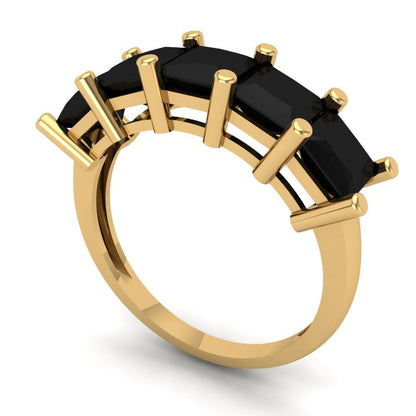 2.5 cttw Natural Onyx Princess Cut Yellow Gold Eternity Wedding Band