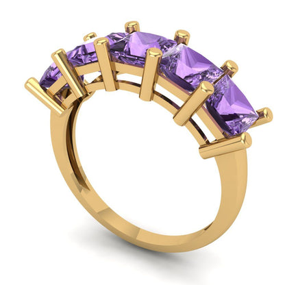 2.5 cttw Simulated Alexandrite Princess Cut Yellow Gold Eternity Wedding Band