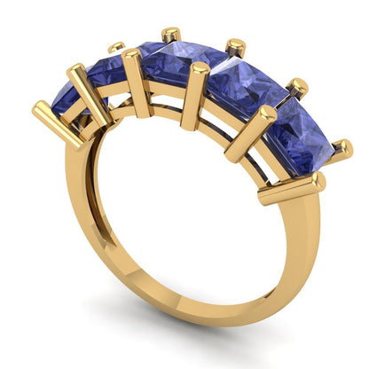 2.5 cttw Simulated Tanzanite Princess Cut Yellow Gold Eternity Wedding Band