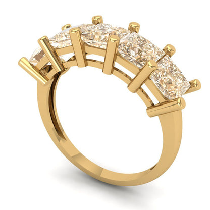 2.5 cttw Natural Morganite Princess Cut Yellow Gold Eternity Wedding Band