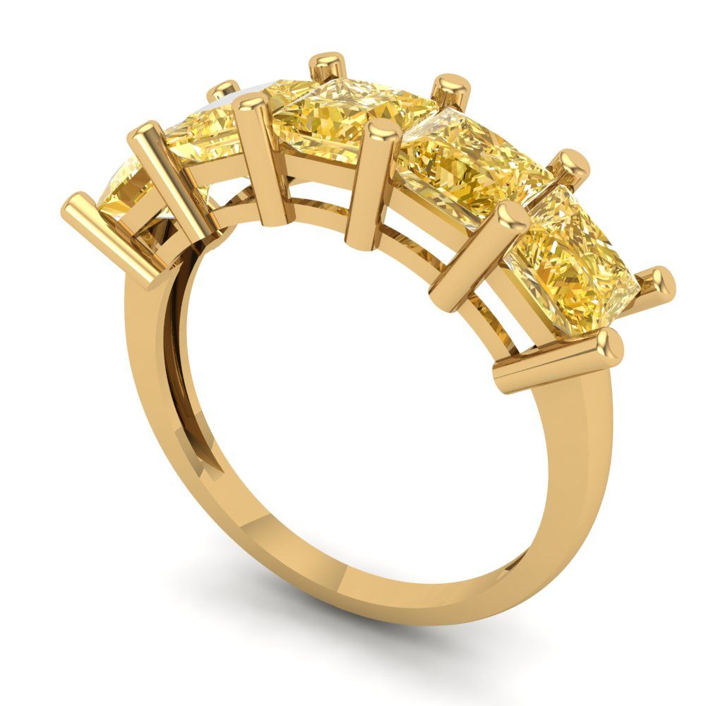 2.5 cttw Simulated Yellow Diamond Princess Cut Yellow Gold Eternity Wedding Band