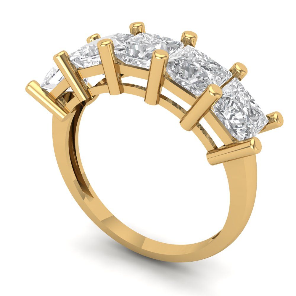 2.5 cttw Moissanite Princess Cut Yellow Gold Eternity Wedding Band