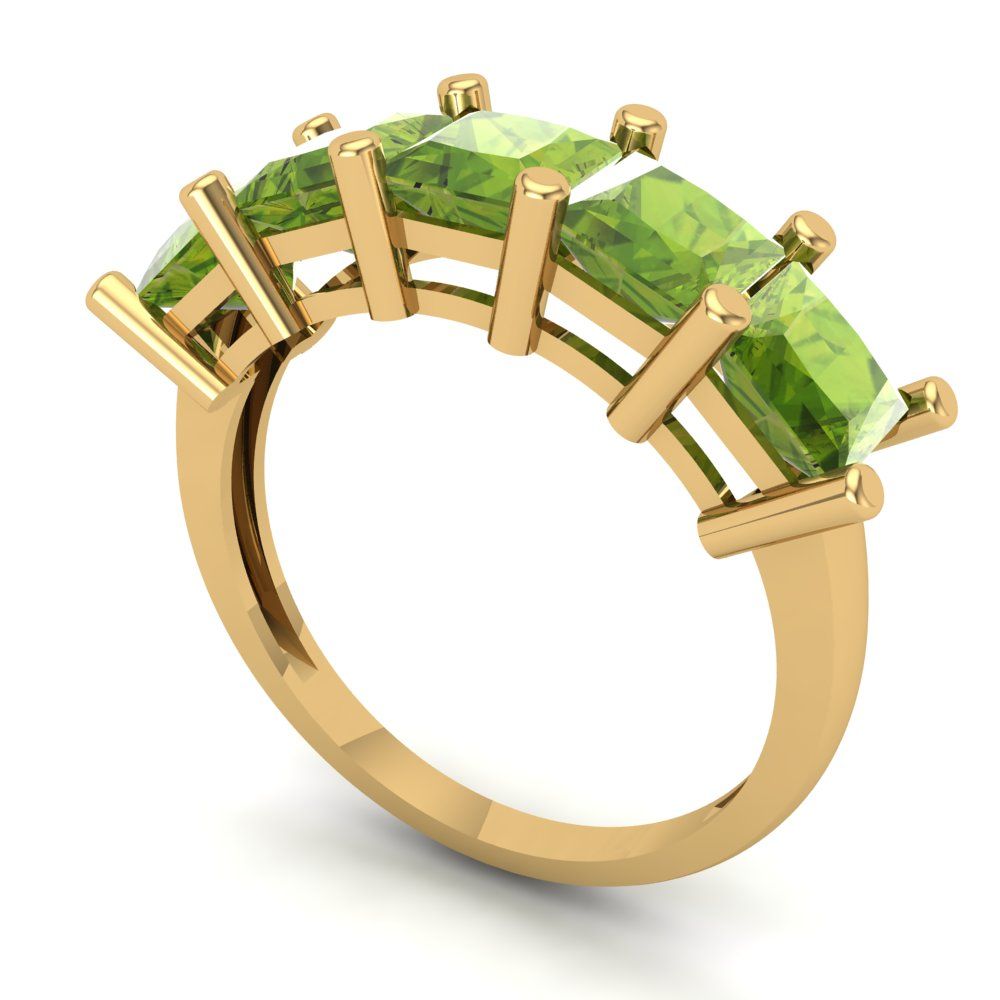 2.5 cttw Natural Peridot Princess Cut Yellow Gold Eternity Wedding Band