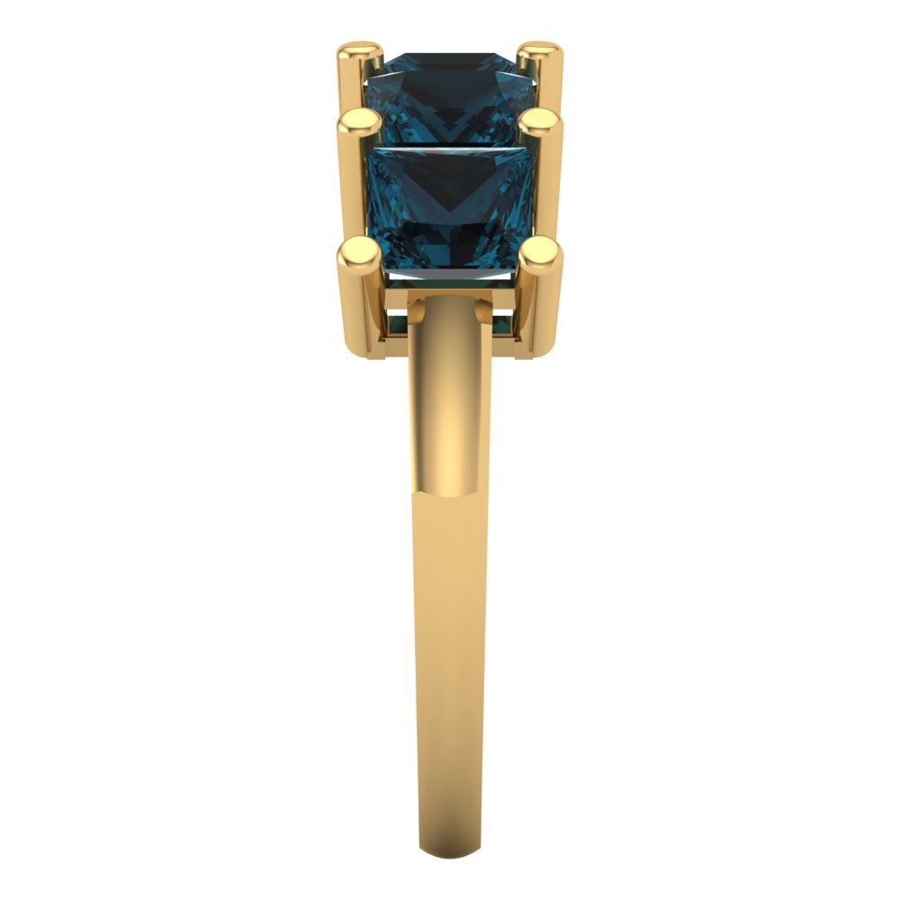 2.5 cttw Natural London Blue Topaz Princess Cut Yellow Gold Eternity Wedding Band
