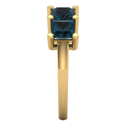 2.5 cttw Natural London Blue Topaz Princess Cut Yellow Gold Eternity Wedding Band