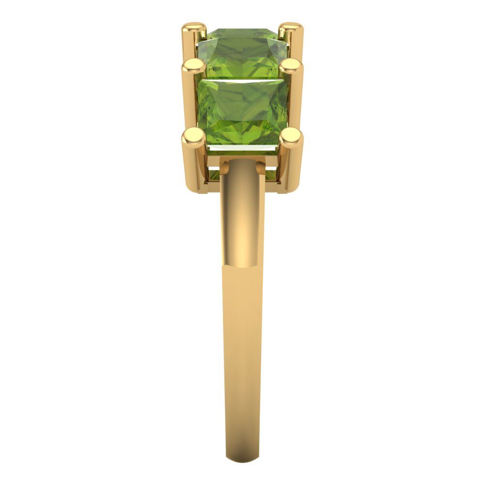 2.5 cttw Natural Peridot Princess Cut Yellow Gold Eternity Wedding Band