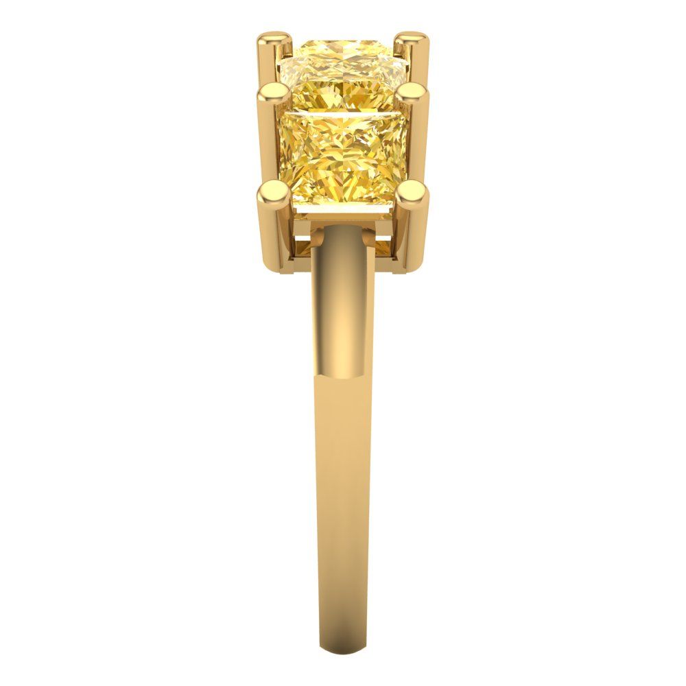 2.5 cttw Natural Citrine Princess Cut Yellow Gold Eternity Wedding Band