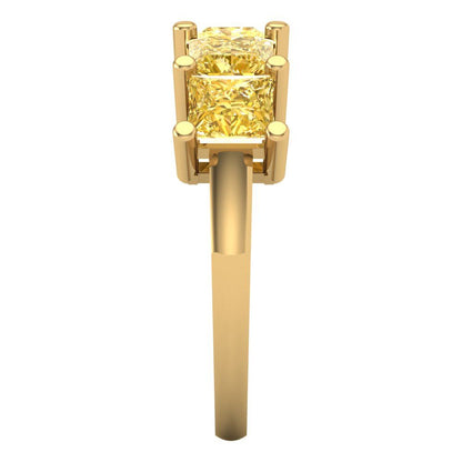 2.5 cttw Natural Citrine Princess Cut Yellow Gold Eternity Wedding Band