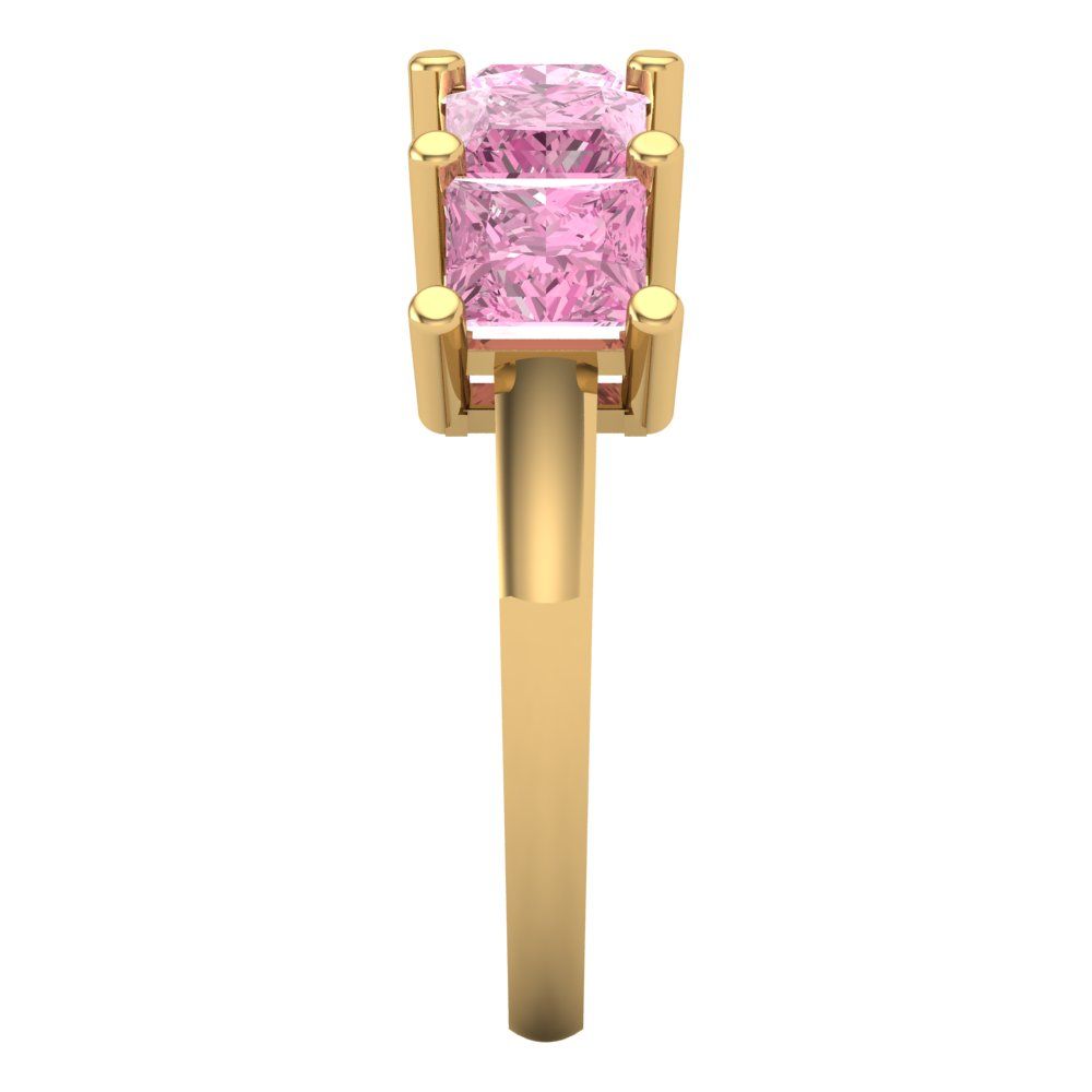 2.5 cttw Simulated Pink Diamond Princess Cut Yellow Gold Eternity Wedding Band