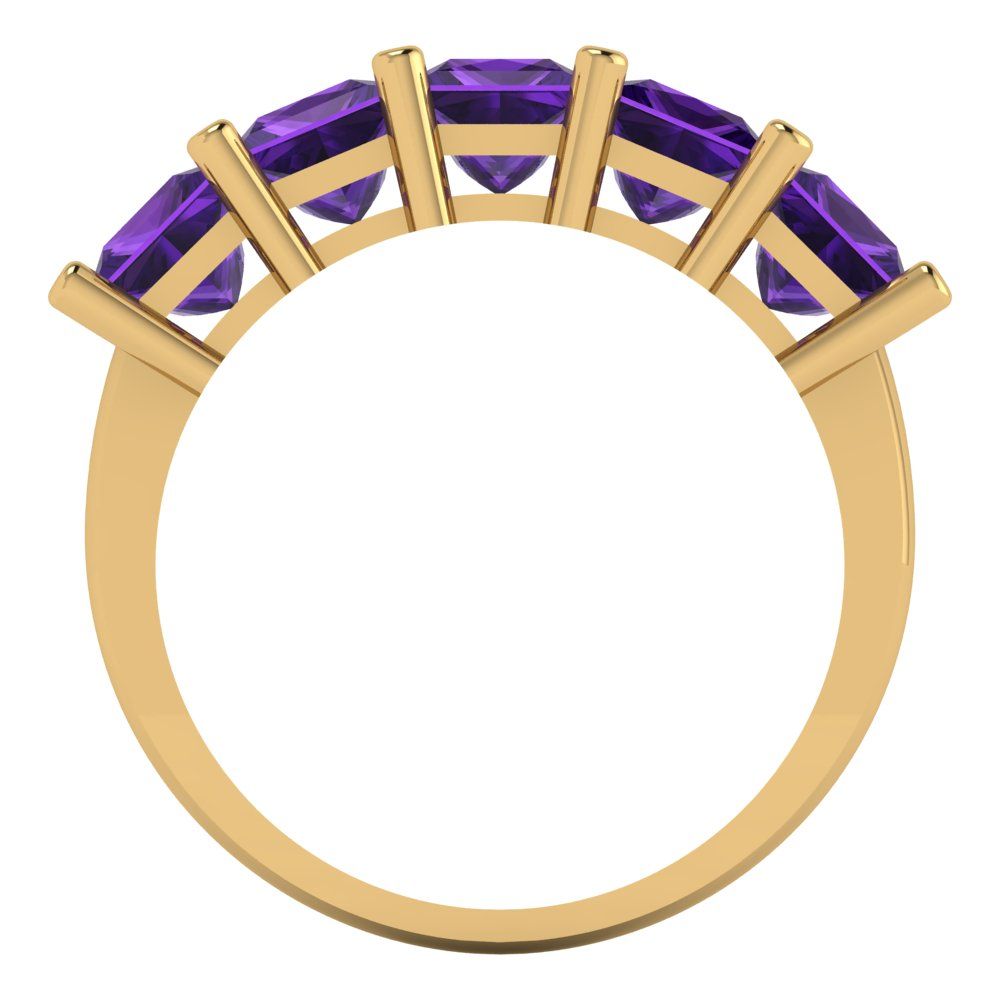 2.5 cttw Natural Amethyst Princess Cut Yellow Gold Eternity Wedding Band