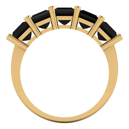 2.5 cttw Natural Onyx Princess Cut Yellow Gold Eternity Wedding Band