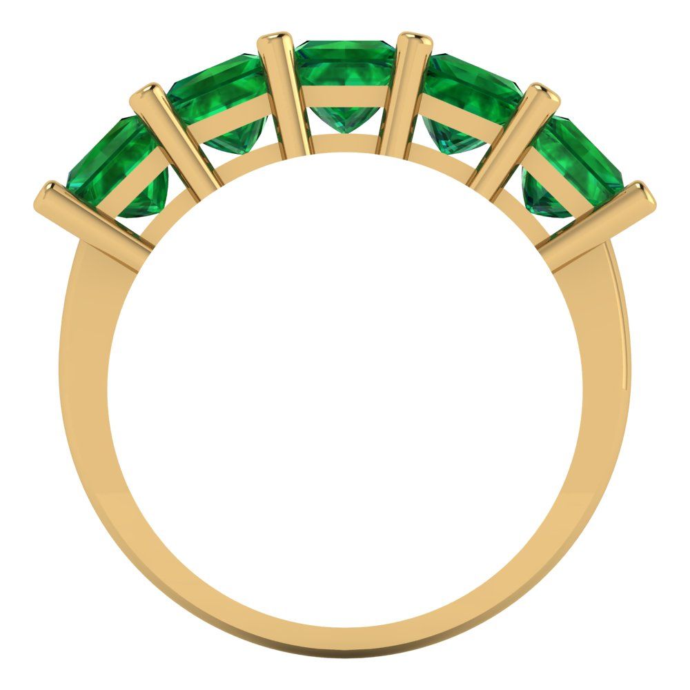 2.5 cttw Simulated Emerald Princess Cut Yellow Gold Eternity Wedding Band