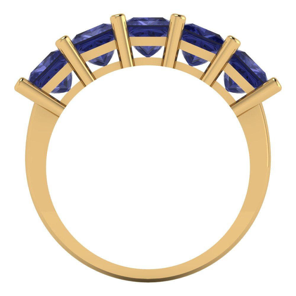 2.5 cttw Simulated Tanzanite Princess Cut Yellow Gold Eternity Wedding Band