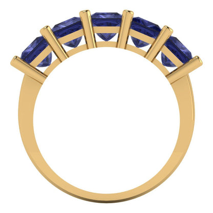 2.5 cttw Simulated Tanzanite Princess Cut Yellow Gold Eternity Wedding Band