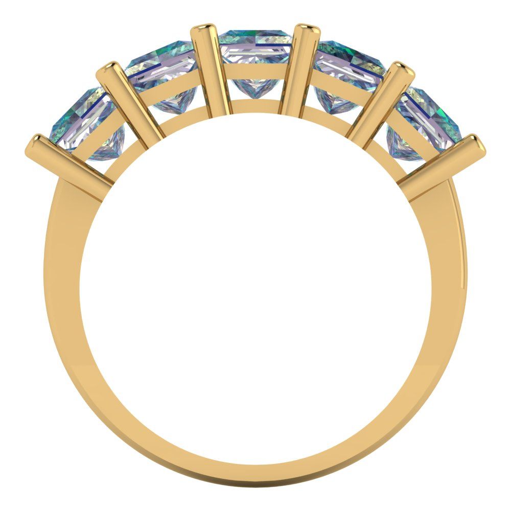 2.5 cttw Blue Moissanite Princess Cut Yellow Gold Eternity Wedding Band