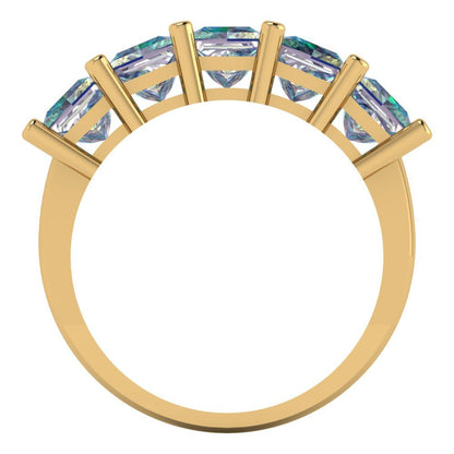 2.5 cttw Blue Moissanite Princess Cut Yellow Gold Eternity Wedding Band