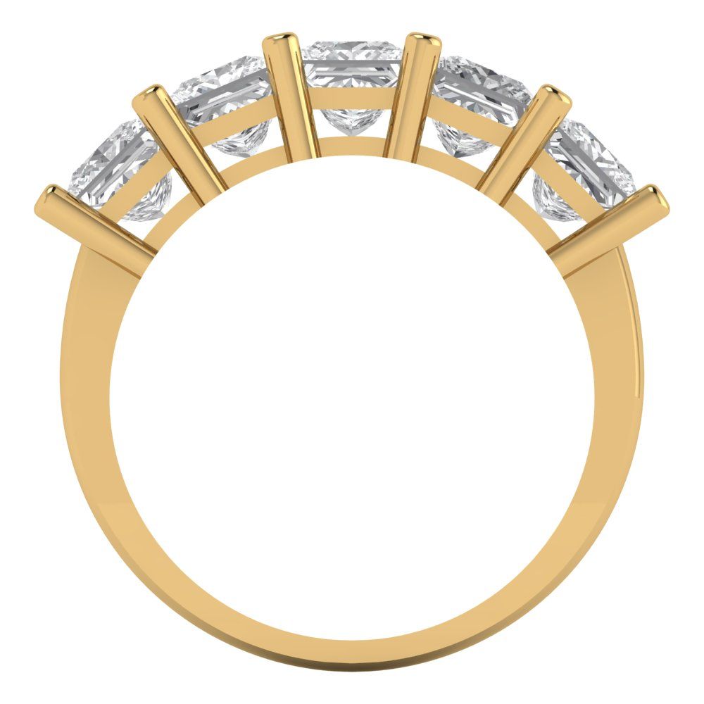 2.5 cttw Moissanite Princess Cut Yellow Gold Eternity Wedding Band
