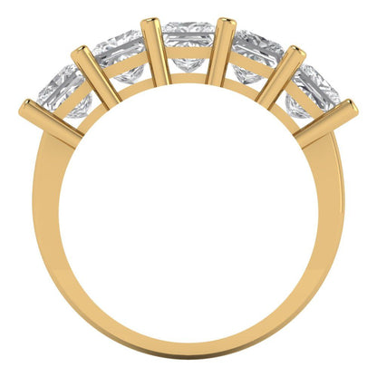 2.5 cttw Moissanite Princess Cut Yellow Gold Eternity Wedding Band