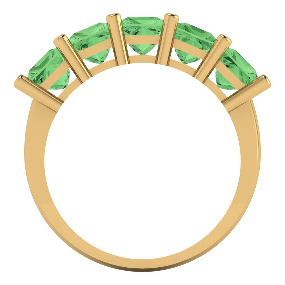 2.5 cttw Simulated Green Diamond Princess Cut Yellow Gold Eternity Wedding Band