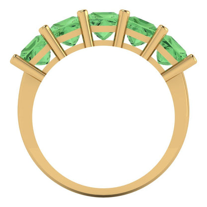 2.5 cttw Simulated Green Diamond Princess Cut Yellow Gold Eternity Wedding Band