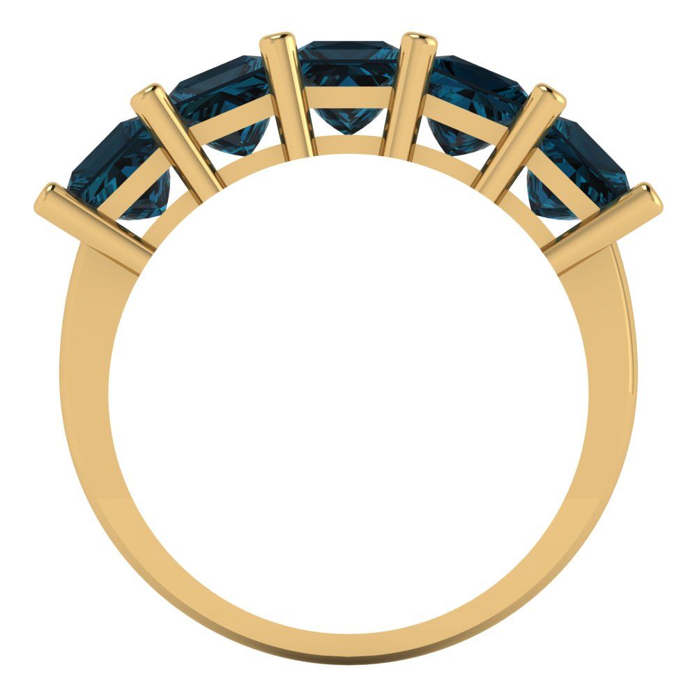 2.5 cttw Natural London Blue Topaz Princess Cut Yellow Gold Eternity Wedding Band