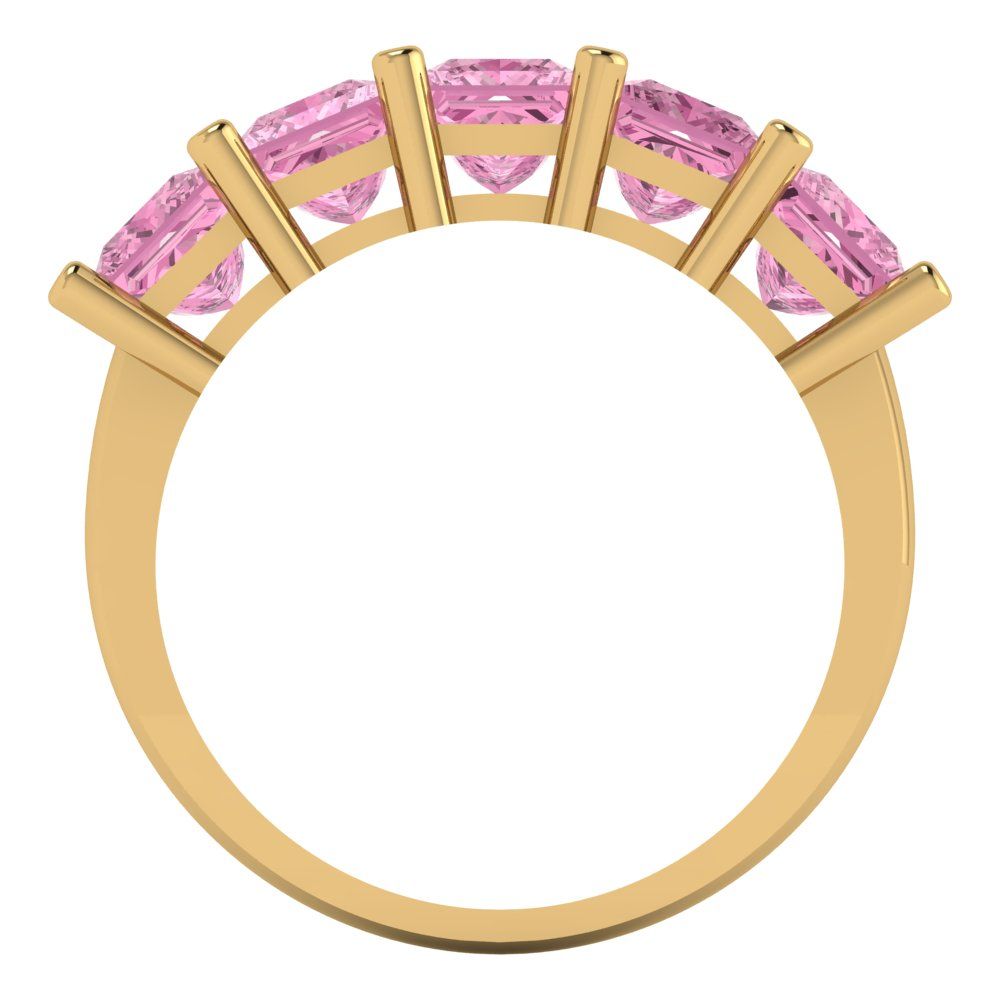 2.5 cttw Simulated Pink Diamond Princess Cut Yellow Gold Eternity Wedding Band