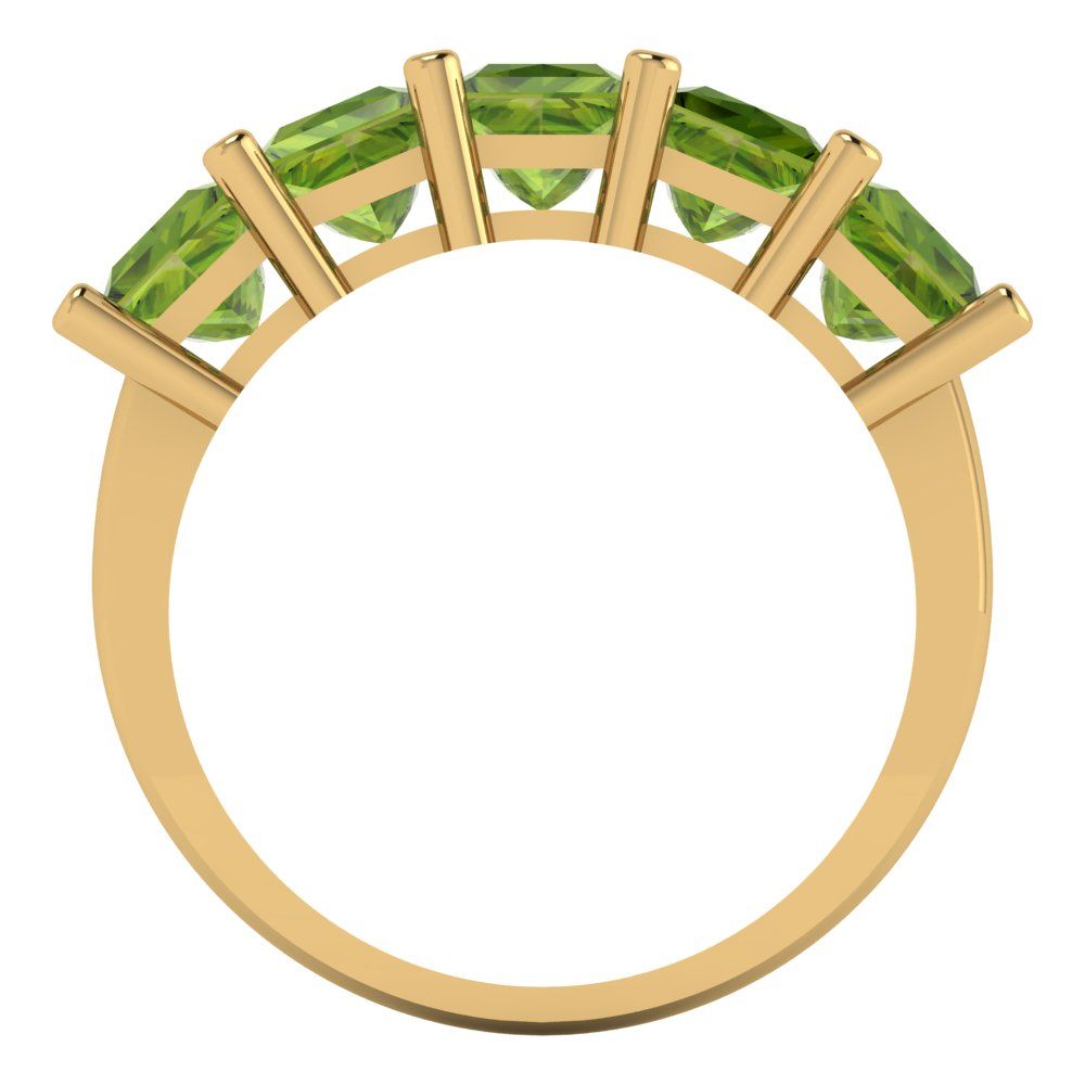 2.5 cttw Natural Peridot Princess Cut Yellow Gold Eternity Wedding Band