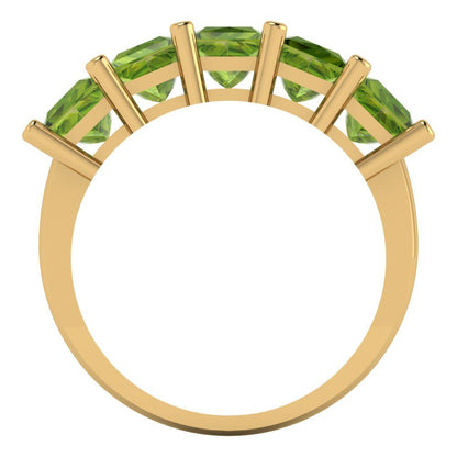 2.5 cttw Natural Peridot Princess Cut Yellow Gold Eternity Wedding Band