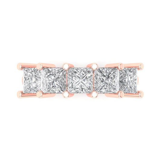 2.5 cttw Simulated Diamond Princess Cut Rose Gold Eternity Wedding Band