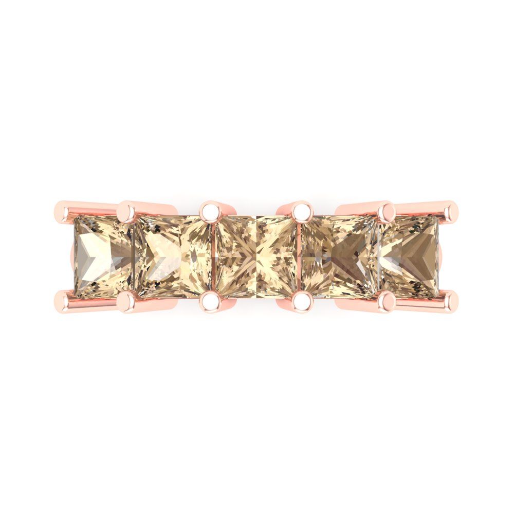 2.5 cttw Yellow Moissanite Princess Cut Rose Gold Eternity Wedding Band