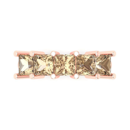2.5 cttw Yellow Moissanite Princess Cut Rose Gold Eternity Wedding Band