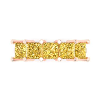 2.5 cttw Natural Citrine Princess Cut Rose Gold Eternity Wedding Band
