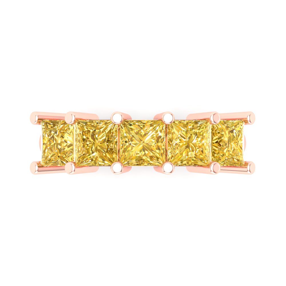 2.5 cttw Simulated Yellow Diamond Princess Cut Rose Gold Eternity Wedding Band
