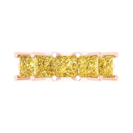 2.5 cttw Simulated Yellow Diamond Princess Cut Rose Gold Eternity Wedding Band