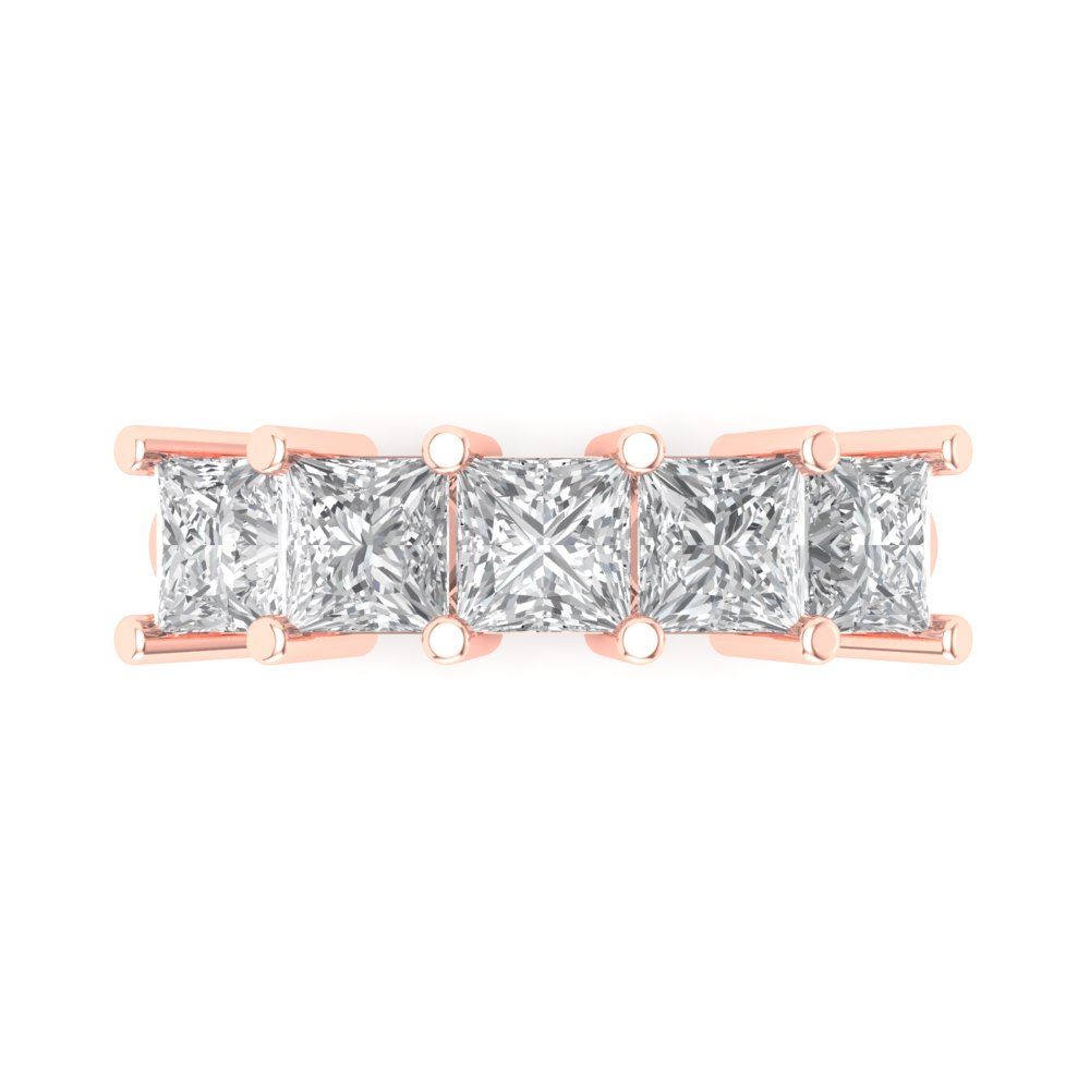 2.5 cttw Moissanite Princess Cut Rose Gold Eternity Wedding Band