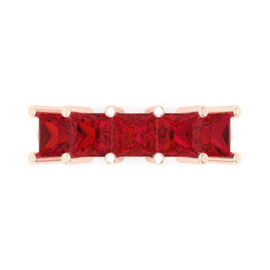 2.5 cttw Simulated Pink Tourmaline Princess Cut Rose Gold Eternity Wedding Band