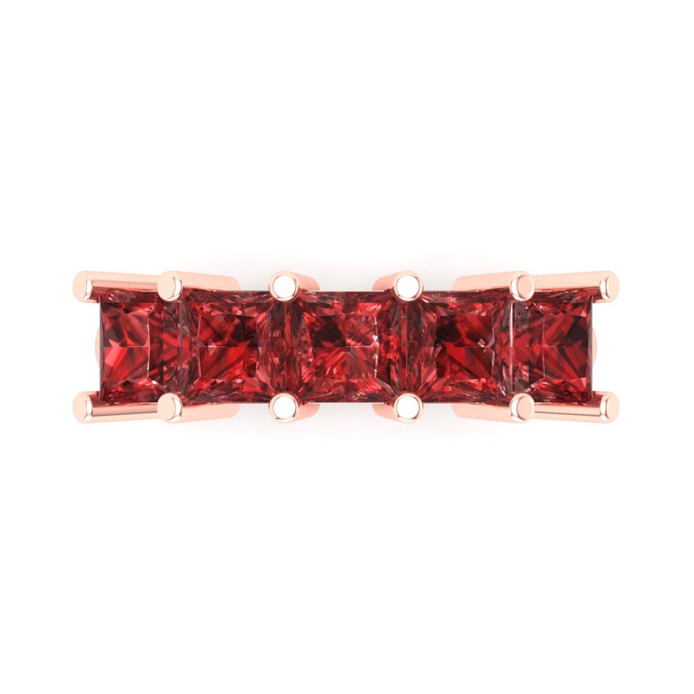 2.5 cttw Natural Garnet Princess Cut Rose Gold Eternity Wedding Band